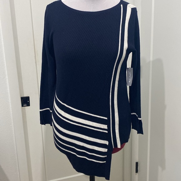 NWT Chico’s Travelers Asymmetrical-Hem Tunic Sweater |Size 8. (Size 1 in Chicos) - Picture 6 of 13